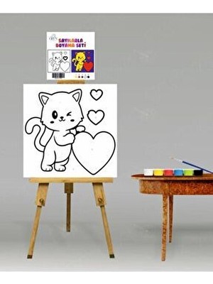 Tuvval Kalpli Kedicik Temalı Sayılarla Boyama Seti 20X20 Çocuklar İçin Eğlenceli Hobi