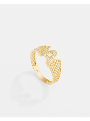 14 Ayar Altın Harfli Tasarım Yüzük