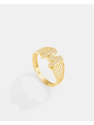 14 Ayar Altın Harfli Tasarım Yüzük