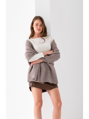 T-Crazy Işıltılı Detaylı Yumşak Dokulu Kışlık Triko Şal, Yıkamalı Örme Omuz Şalı