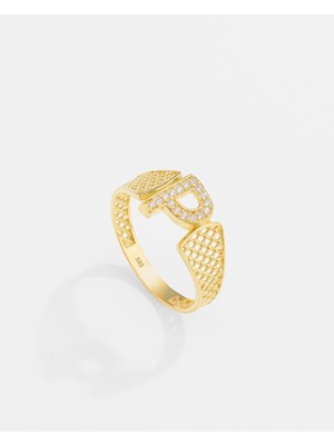 14 Ayar Altın Harfli Tasarım Yüzük