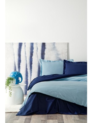 Özdilek Colormix Aqua Lacivert Çift Kişilik Ranforce Nevresim Takımı