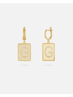 14 Ayar Kişiye Özel Zirkon Taşlı Harf Küpe