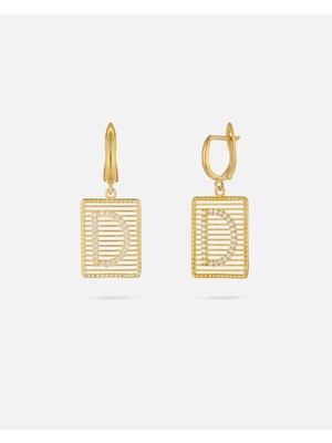 14 Ayar Kişiye Özel Zirkon Taşlı Harf Küpe