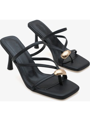 LOJO Kadın Gold Tokalı Topuklu Bantlı Günlük Terlik Lary