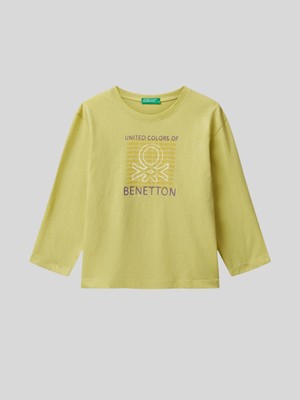 Benetton Erkek Çocuk Baskılı Sweatshirt 1-6 Yaş Hardal