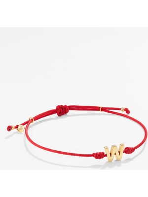 Gümüş Harfli Kırmızı Ipli Ikon Bileklik