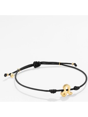 Gümüş Aslan Burcu Siyah Bileklik