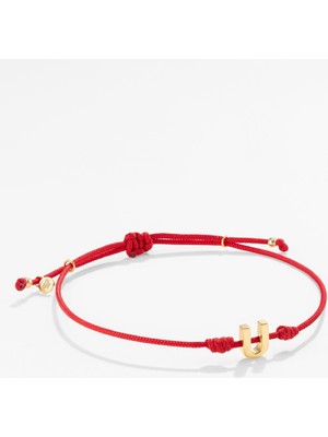 Gümüş Harfli Kırmızı Ipli Ikon Bileklik