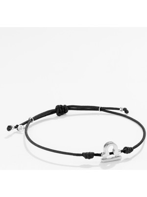 Gümüş Terazi Burcu Siyah Bileklik