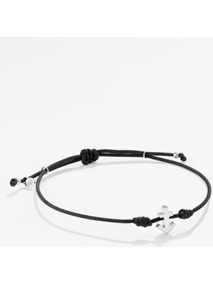 Gümüş Yay Burcu Siyah Bileklik