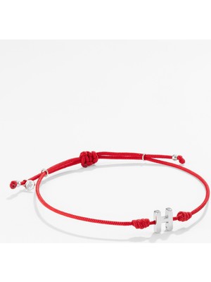 Gümüş Harfli Kırmızı Ipli Ikon Bileklik