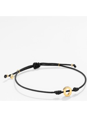Gümüş Harfli Siyah Ipli Ikon Bileklik