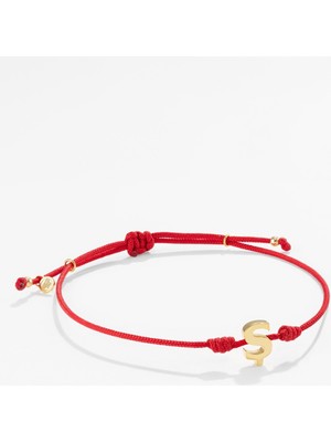 Gümüş Harfli Kırmızı Ipli Ikon Bileklik