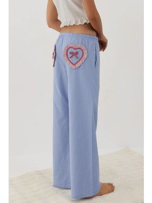 Hiccup Kadın Arkası Kalp İşleme Detaylı Pötikareli Beli Lastikli Rahat Pantolon Çok Renkli