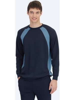 Lacivert Bisiklet Yaka Sweatshırt