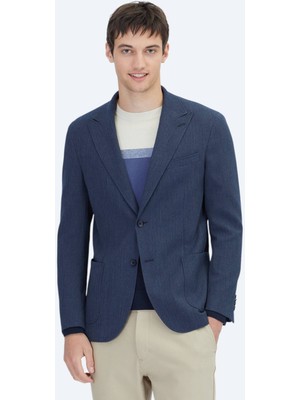 Koyu Lacivert Çizgili Modern Fit Ceket