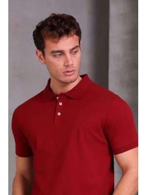 Erkek Slim Fit Pamuklu Yumuşak Doku Nefes Alan Kumaş Yakalı Tişört
