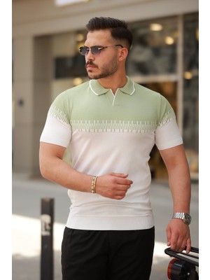 Erkek Hemşire Yaka Çift Renk Kısa Kollu Tişört