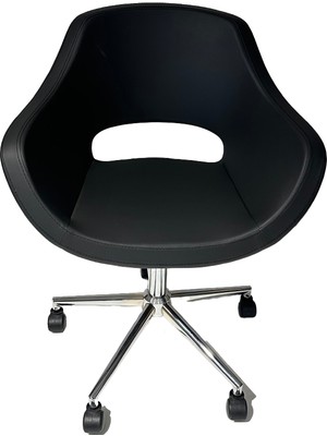 Krom Metal Lüx Yıldız Ayaklı Deri | Ofis, Çocuk Odası Çalışma Sandalyesi (Ayarlanabilir) MONACO