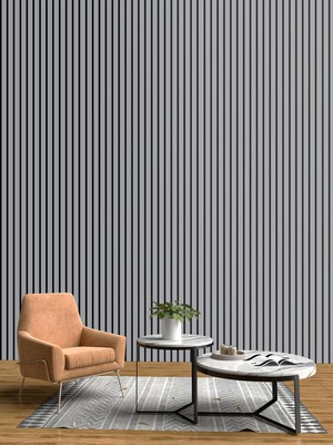 Kendinden Yapışkanlı Gri Çizgili Duvar Kumaşı | Yırtılmaz & Silinebilir