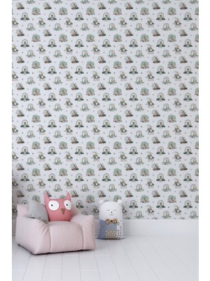 Tavşan Desenli Çocuk Odası Duvar Kumaşı -Isı ve Ses Yalıtımlı