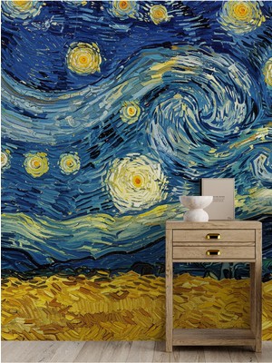 Van Gogh Yıldızlı Gece Tarzı Duvar Kağıdı