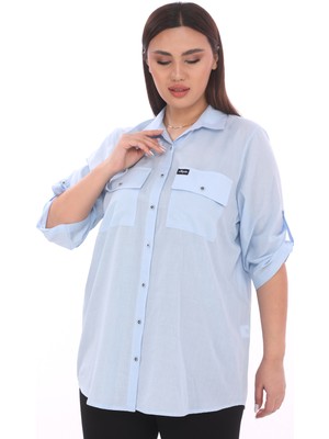 %100 Cotton Büyük Beden Natural Gömlek