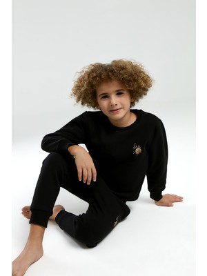 U.S. Polo Assn. Erkek Çocuk Siyah Eşofman Takımı %65 Pamuk Lastikli Paça 7-8 Yaş