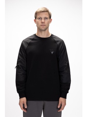 Hill Si̇yah Crewneck Erkek Sweatshirt