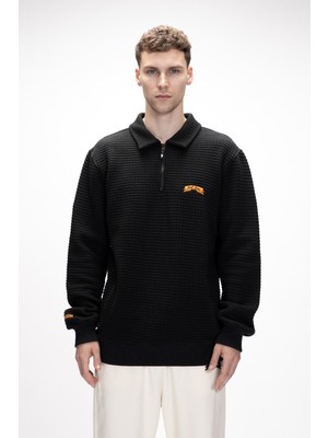 Diez Si̇yah Yarım Fermuarlı Erkek Sweatshirt