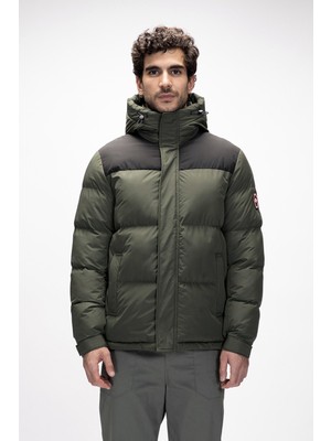 Cup Soluk Yeşi̇l Puffer Kapüşonlu Erkek Mont