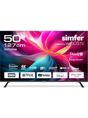 Simfer 50SFSW6M 127 50" 127 Ekran Dahili Uydu Alıcılı 4K Ultra HD Smart LED TV
