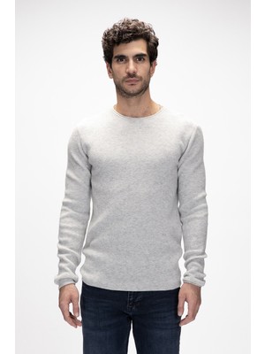 Tender Gri Melanj Bisiklet Yaka Erkek Triko Kazak