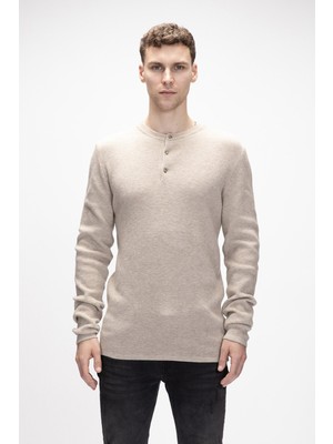 Moreno Bej Bisiklet Yaka Erkek Triko Kazak