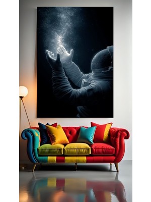 Özkacar Group Yıldızlara Avuç Açan Astronot V1 Ev Duvar Salon Güzellik Salonu Ofis Dükkan Dekarasyon Kanvas Tablo