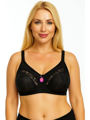 Wear Treasure Kadın Büyük Beden Dantel Detaylı 3 Kopçalı Toparlayıcı Penye Desteksiz Telsiz Kapsız Anne Sütyeni