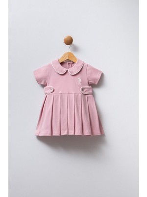 U.S. Polo Assn. Kız Bebek Pembe Elbise Standart Yaka Günlük Kullanım İçin