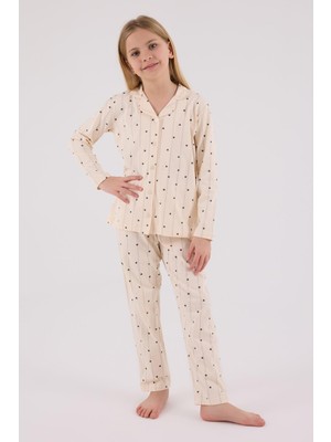 Arnetta Kız Çocuk Gömlek Pijama Krem