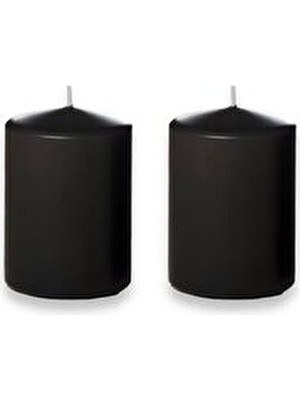 2 Li Siyah Renk Silindir Mum Seti 5x7 cm