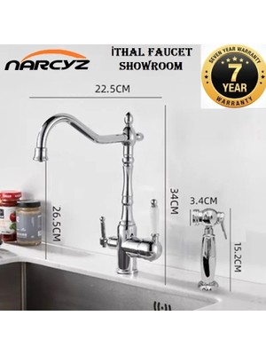 OEM Mutfak Evye Bataryası Dual Flow Su Arıtma Çıkışlı Bide Fiskiyeli Yeni Tasarım Krom 7 Yıl Garantili