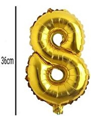 8 Gold Rakam Folyo Balon 36 cm 16INÇ Küçük Boy Rakam Folyo Balon 36CM Gold Folyo Balon
