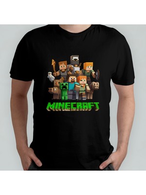 Pixxa Minecraft Unisex %100 Pamuklu Bisiklet Yaka T-Shirt Model 3