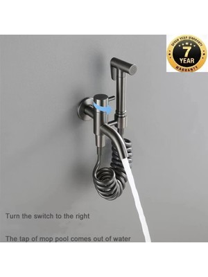 Banyo Tuvalet Taharet Musluğu Spiralli Bide Özel Temizlik 7 Yıl Garantili Antrasit Ithal