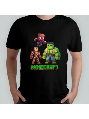 Pixxa Minecraft Unisex %100 Pamuklu Bisiklet Yaka T-Shirt Model 6