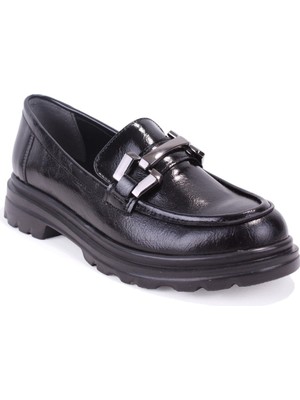 Dagoster DZA07-90814 Siyah Rugan Günlük Loafer  Kadın Ayakkabı