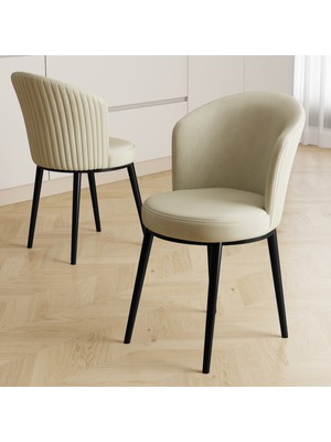 Risa Serisi 4 Adet Mutfak Sandalyesi Siyah Metal Ayak 1.sınıf Babyface Kumaş