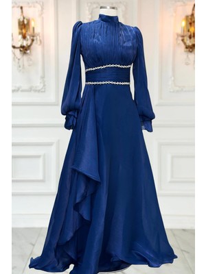 Amine Hüma Alize Abiye Elbise Lacivert