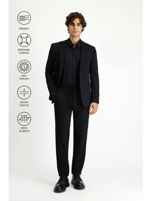 Kiğılı Techno-Line 7 Drop Super Slim Fit Eksra Dar Kesim Beli Lastikli İpli Çantalı Likralı Takım Elbise