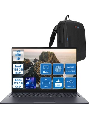 Asus Expertbook B5 B5605CCA-U716512B1D Intel® Core™ Ultra 7 255H Aı 128GB Ddr5 512GB SSD Intel® Arc™ Graphics 16" Wuxga (1920X1200) IPS 300NITS Freedos Taşınabilir Bilgisayar B5605CCAF32+ZETTAÇANTA